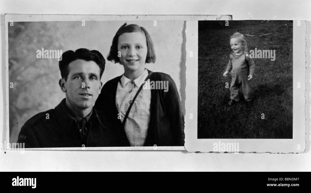 Veranstaltungen, Zweiter Weltkrieg/zweiter Weltkrieg, Frankreich, Dieppe, 19.8.1942, Bilder aus der Brieftasche eines gefallenen kanadischen Soldaten, Schwester, Tochter, Stockfoto