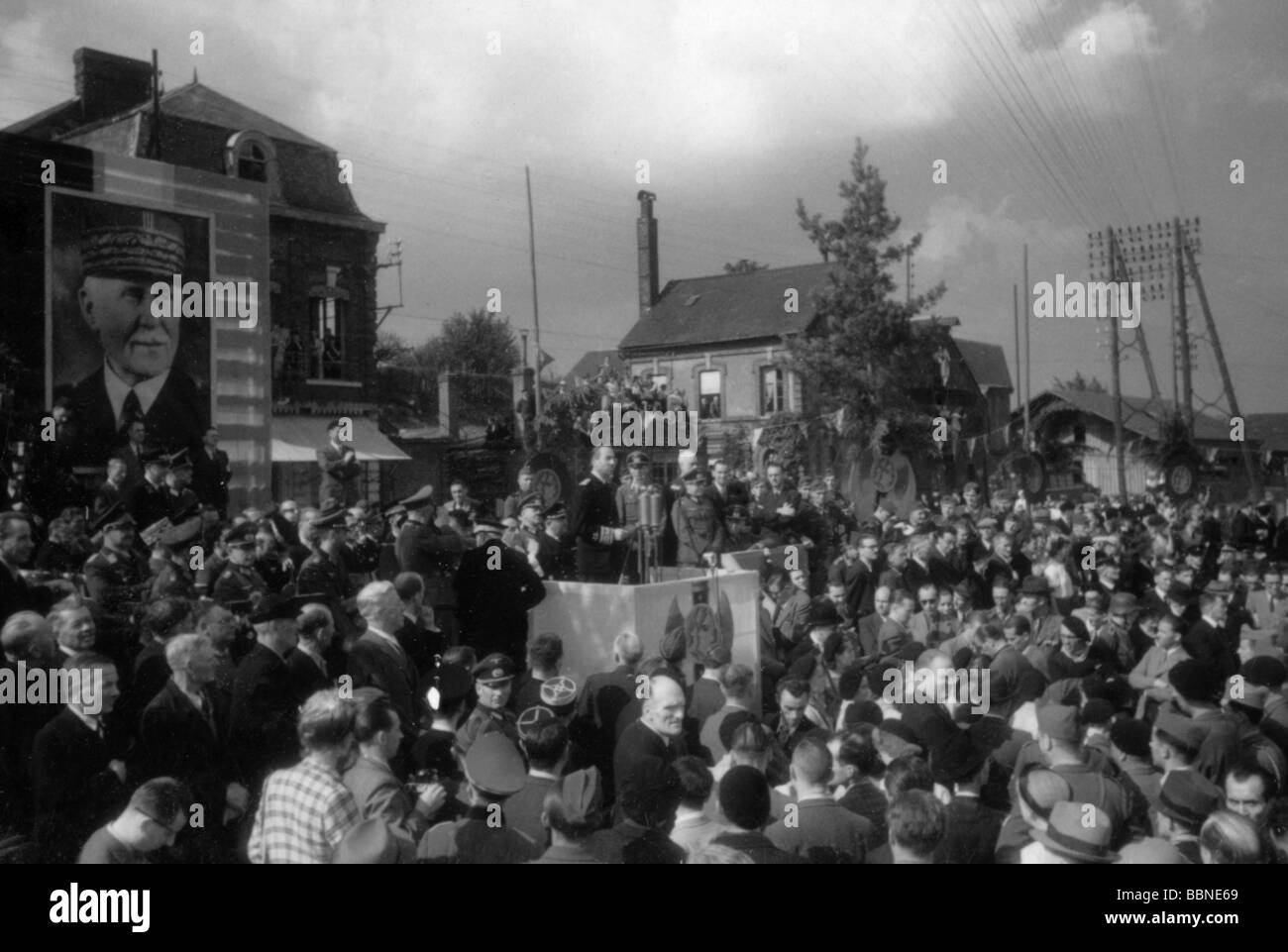Ereignisse, Zweiter Weltkrieg/zweiter Weltkrieg, Frankreich, Freilassung französischer Kriegsgefangenen, als Gegenleistung für das passive Verhalten der Bürger von Dieppe während des alliierten überfalls am 19.8.1942, Ankunft in Serqueux bei Dieppe, 12.9.1942, Stockfoto