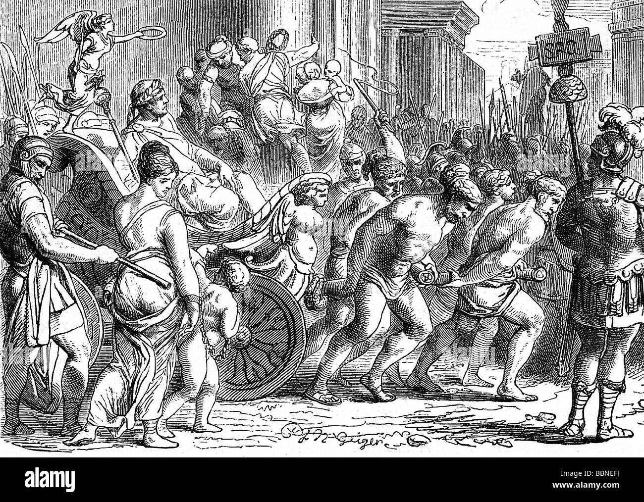 Germanikus, Gaius Julius Cäsar, 24.5.15 v. Chr. - 10.10.19 n., römischer General, Triumph, Holzgravur, 19. Jahrhundert, Stockfoto