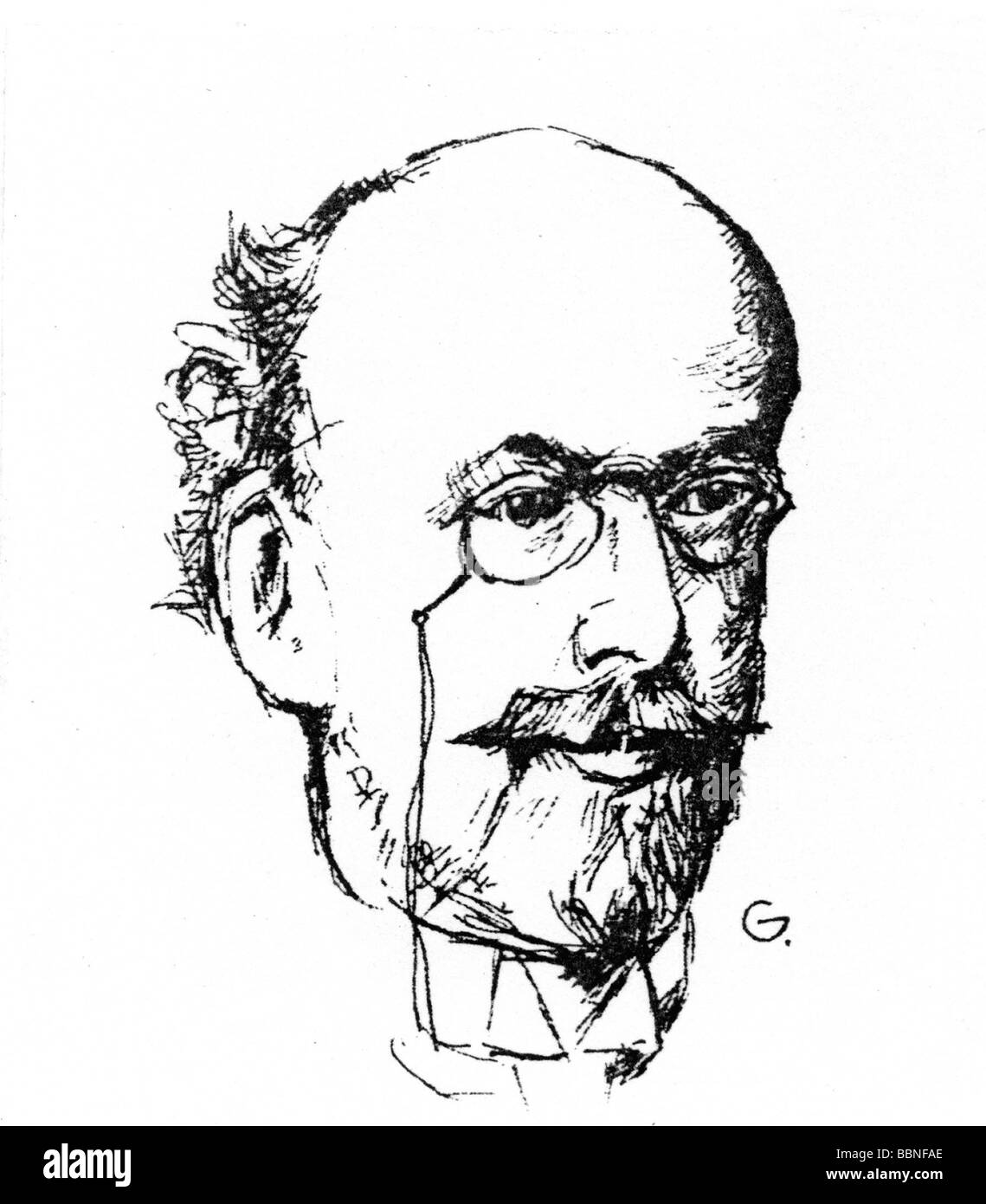 Zeller, Carl, 19.6.1842 - 17.8.1898, österreichischer Komponist von Operetten, Porträt, Zeichnung, Stockfoto