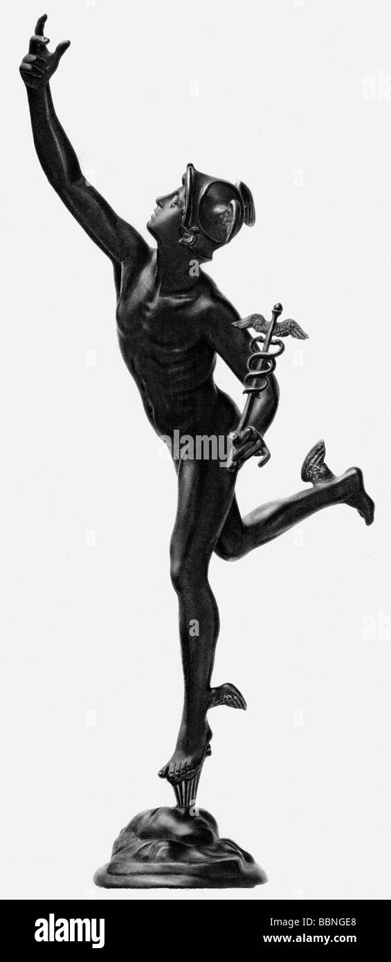 Hermes, Olympischer gott, Hermes, Bote der Götter, Skulptur von Giovanni di Bologna, Stockfoto