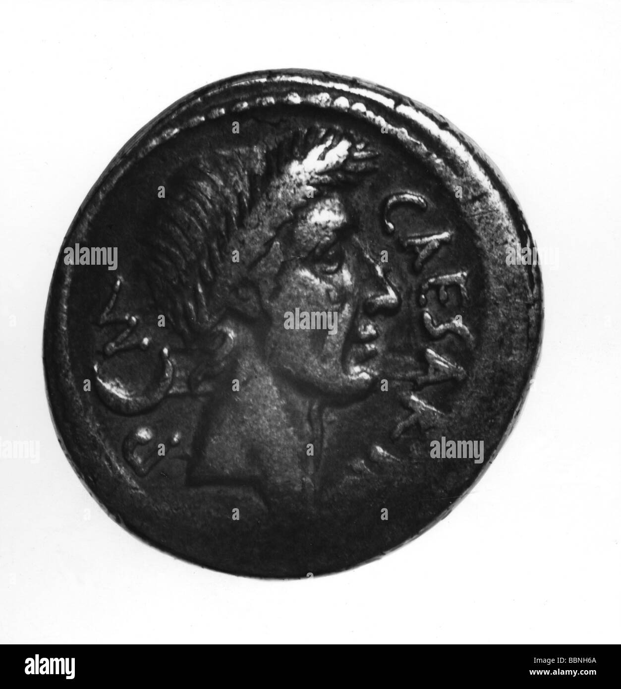 Caesar, Gaius Julius, 13.7.100 - 15.3.44 v. Chr., Porträt, Denarius, 44 v. Chr., Stockfoto