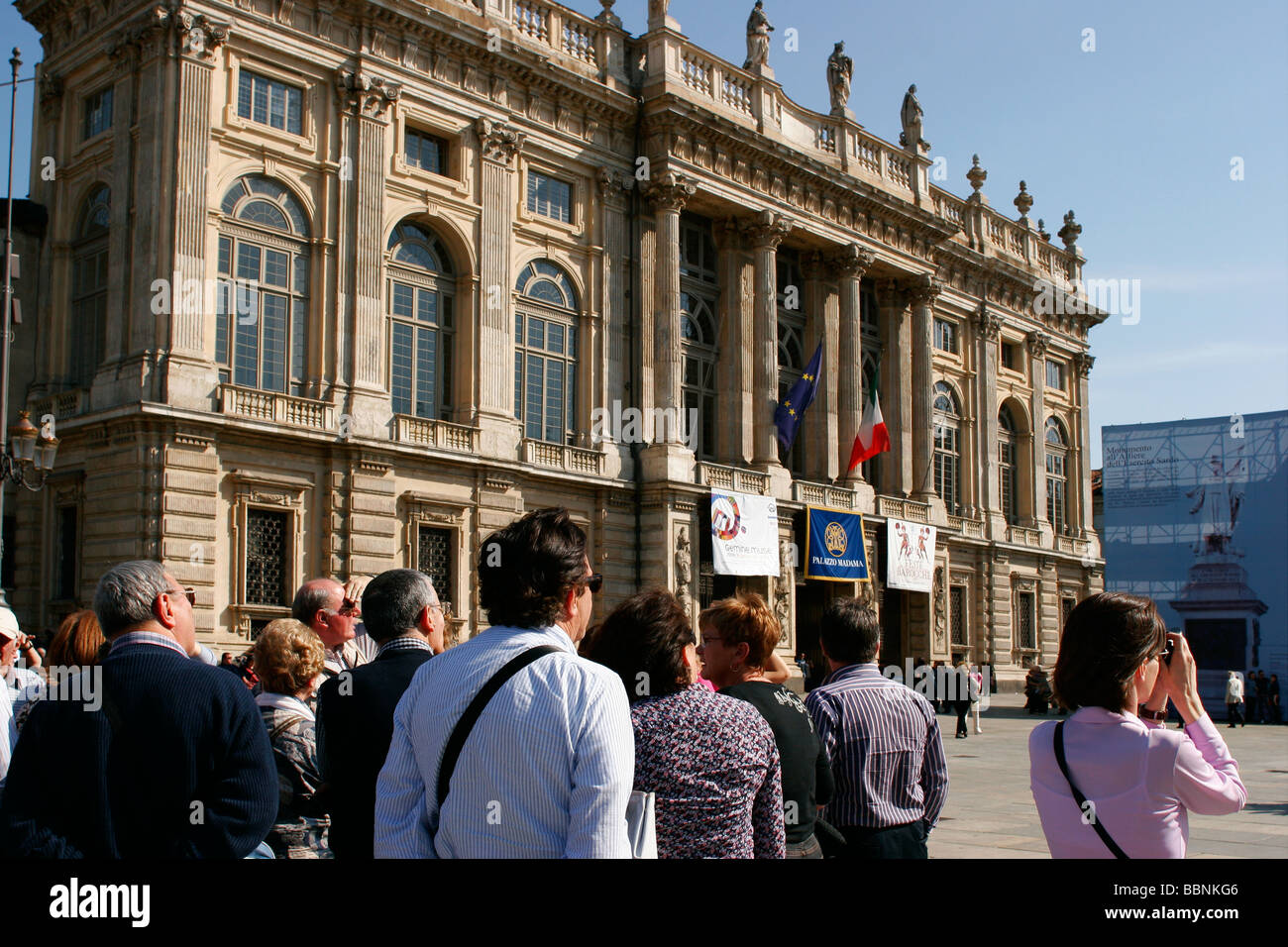Touristen auf der piazza Castello im Stadtzentrum von Turin, Italien Stockfoto