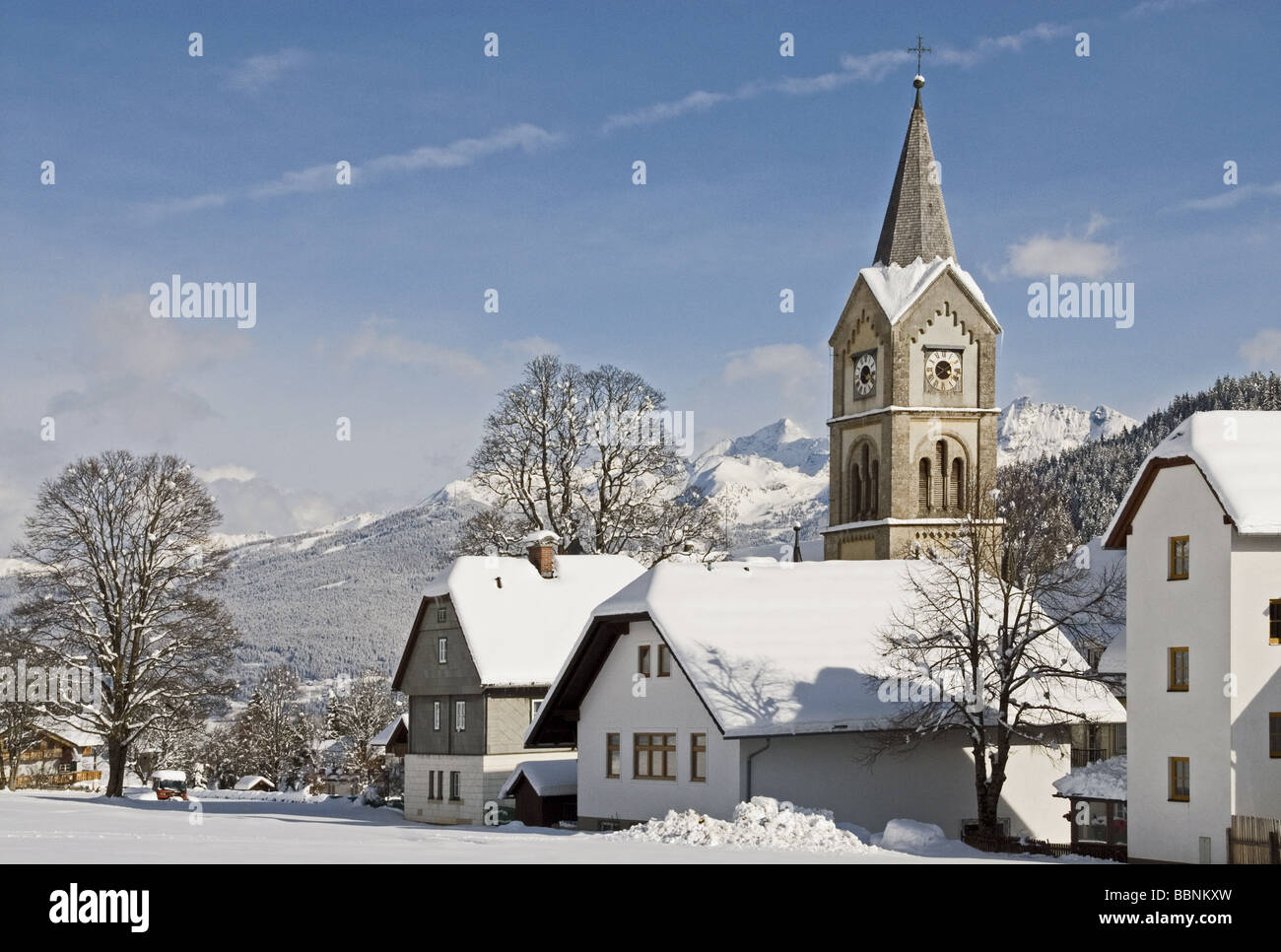 Geographie/Reisen, Österreich, Steiermark, Ramsau am Dachstein, Blick auf die Stadt, Additional-Rights - Clearance-Info - Not-Available Stockfoto