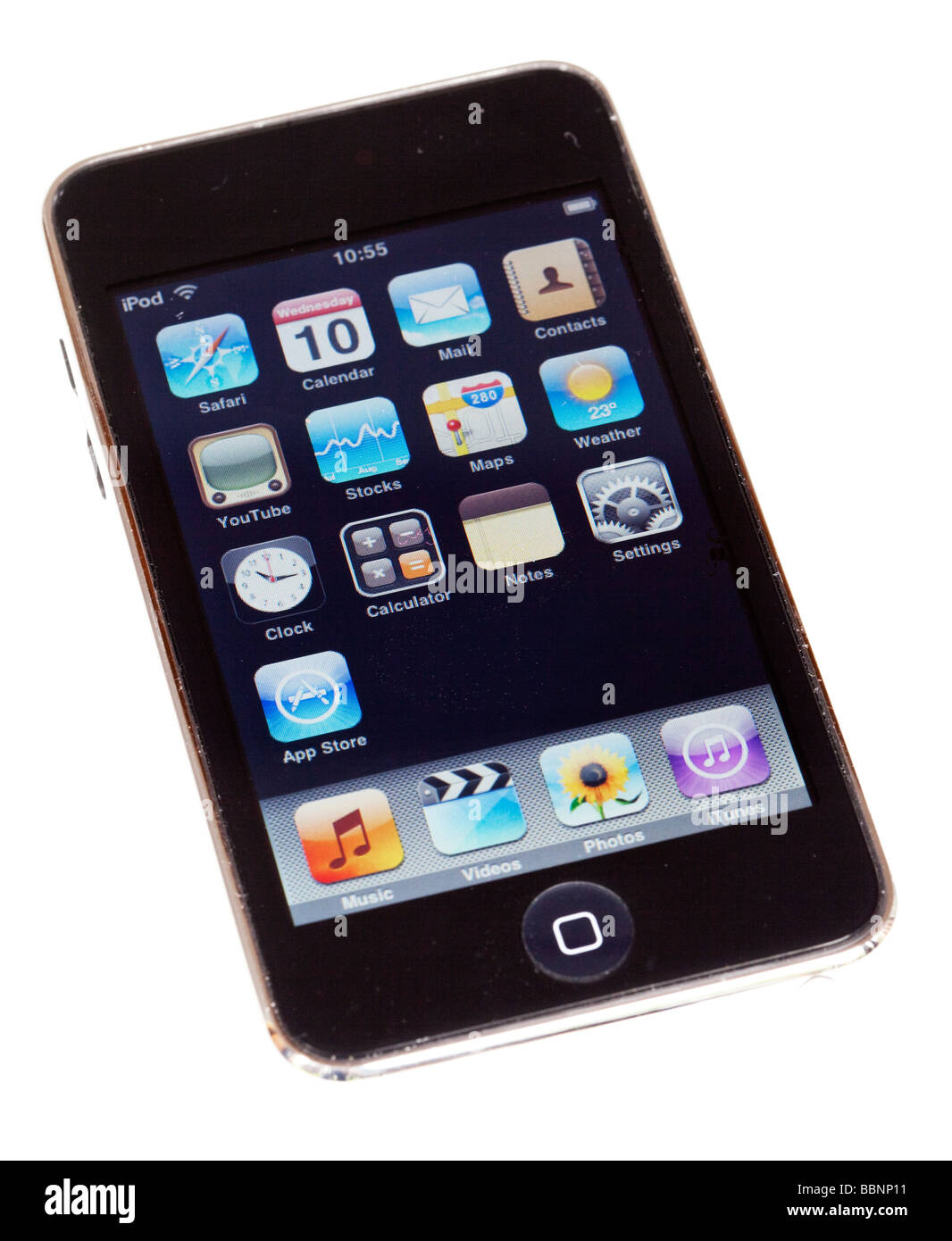 Apple iTouch 2 mit Bildschirmsymbole in die docking Station UK Stockfoto