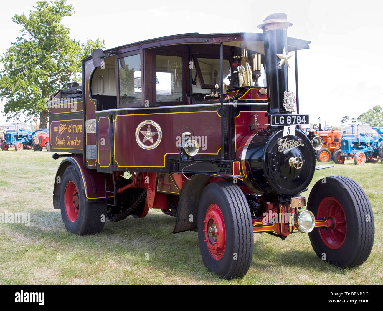 Foden C Typ Estate Dampf alten klassischen Transport Fahrzeug rote Landschaft Dampf Rallye Sammler Erbe Zugmaschine Stockfoto