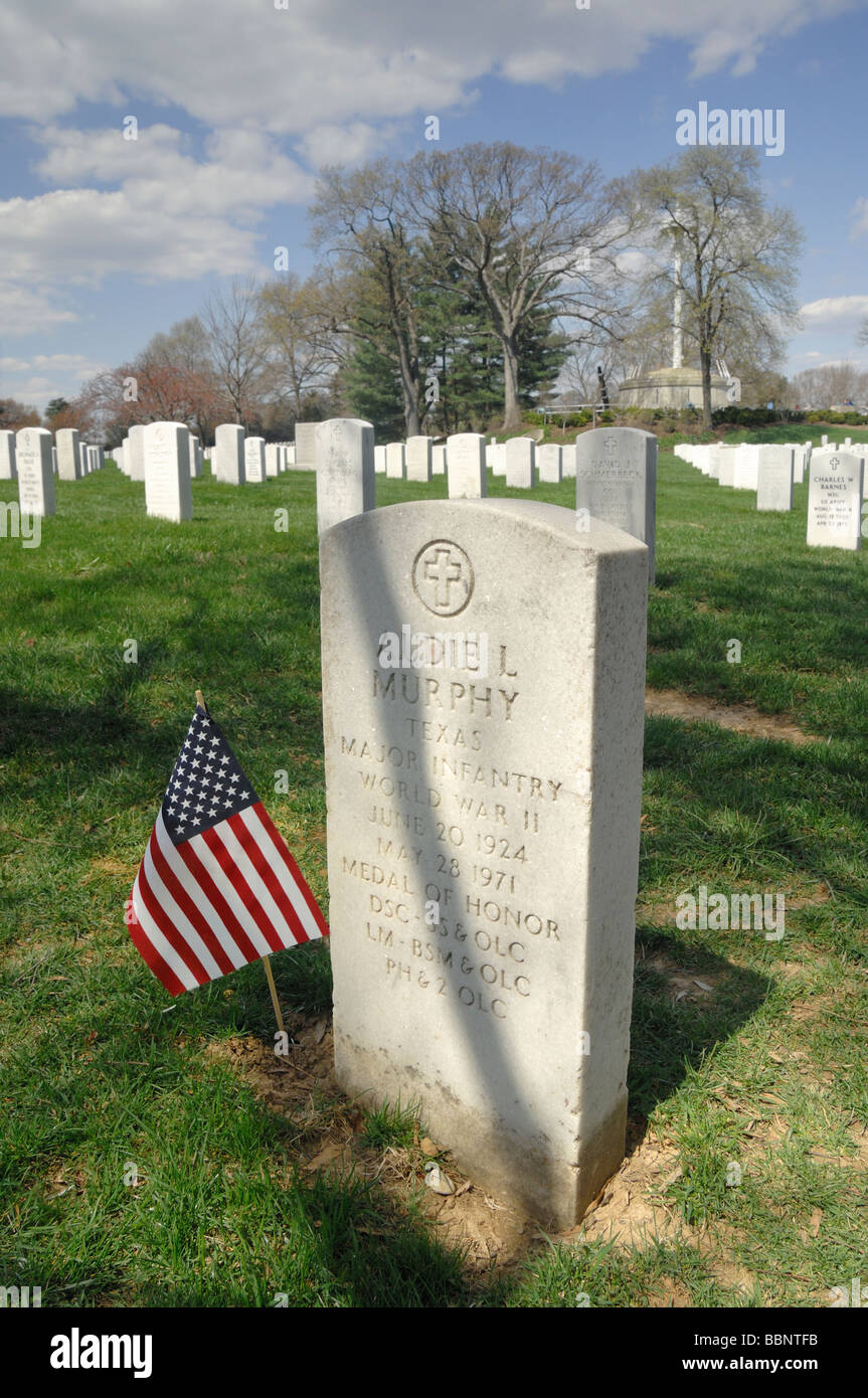 Audie Murphy Grab im Arlington National Cemetery Arlington Virginia USA Stockfoto