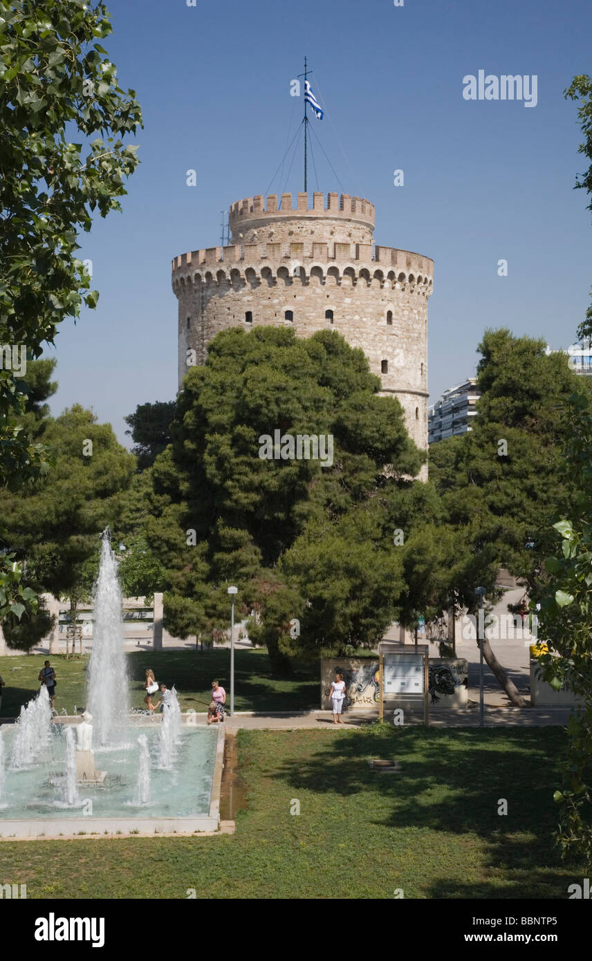 Der weiße Turm alte Burg Denkmal jetzt ein Museum Thessaloniki Griechenland Stockfoto