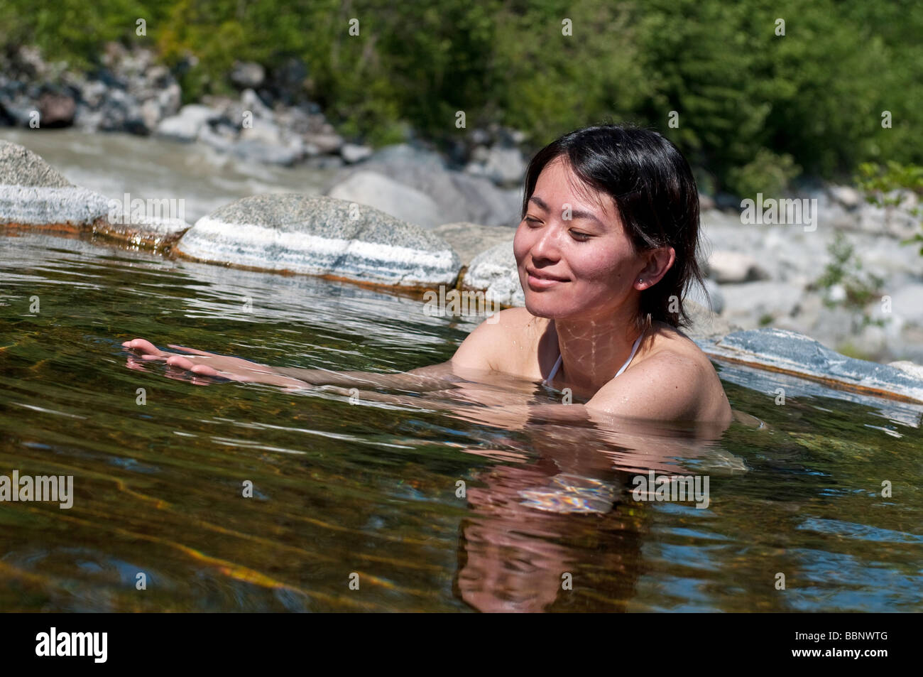 Meager Creek Hotspring befindet sich in Pemberton, British Columbia, Kanada Stockfoto