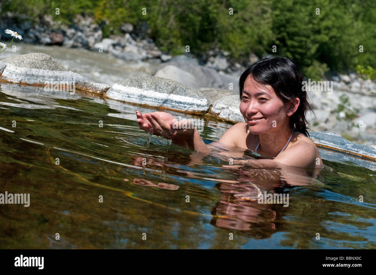 Meager Creek Hotspring befindet sich in Pemberton, British Columbia, Kanada Stockfoto