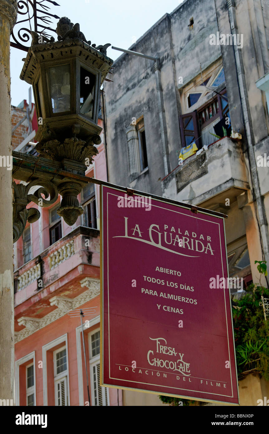 Paladar La Guarida Zeichen, Havanna, Kuba Stockfoto
