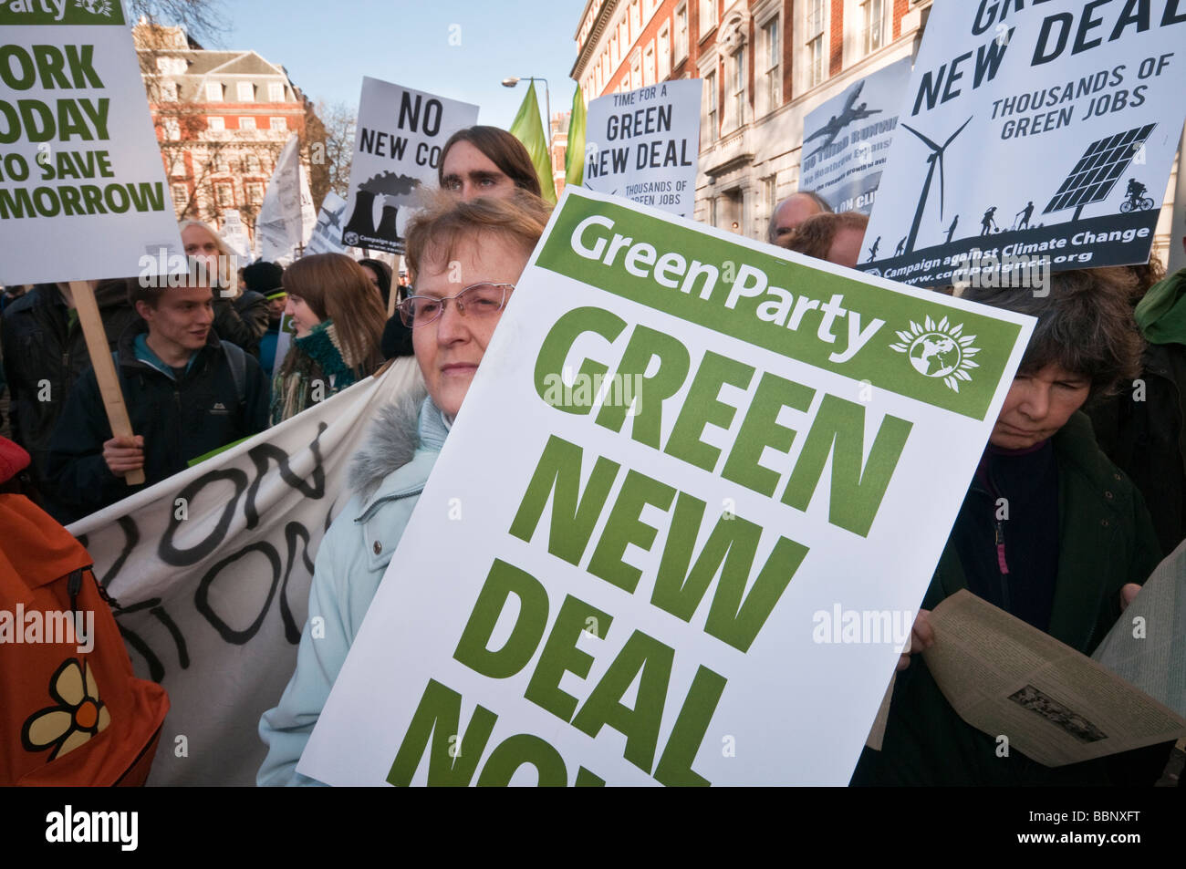 Nationale Klima Wandel März, London, 6. Dezember 2008. "Green New Deal" jetzt Stockfoto