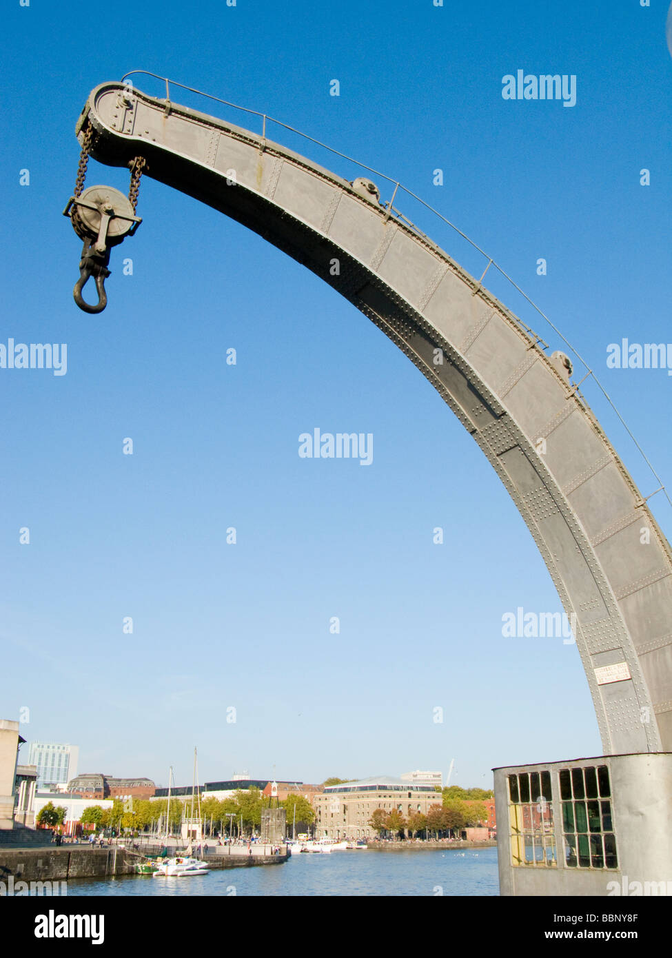 Dampf angetriebene Kran in Bristol Docks UK Stockfoto