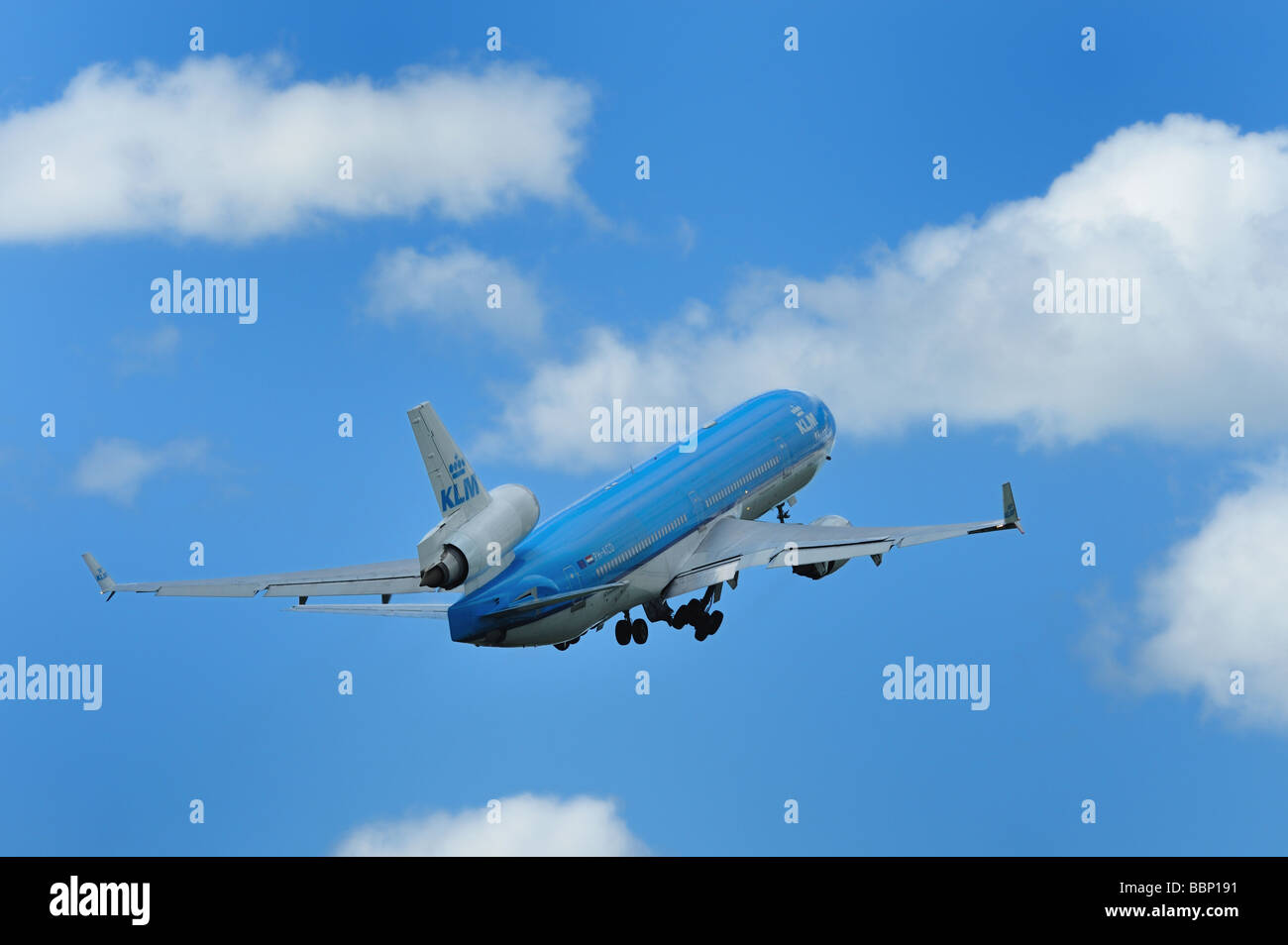 KLM Flugzeug abheben Flughafen Amsterdam Niederlande Stockfoto