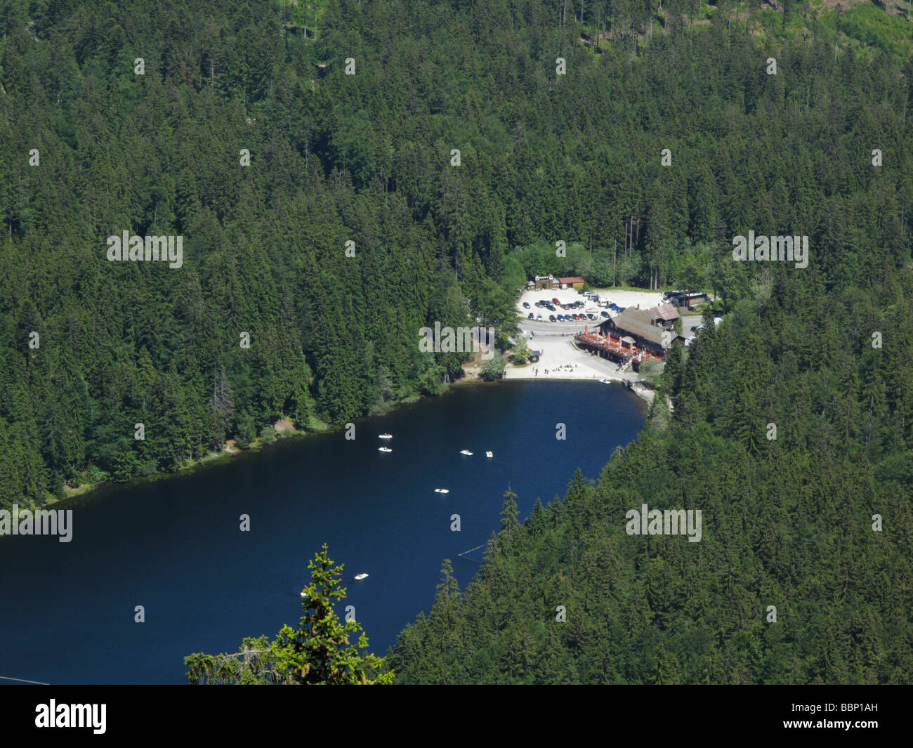 Die großen oder größeren See Arber in den Nationalpark Bayerischer Wald, von oben gesehen Stockfoto
