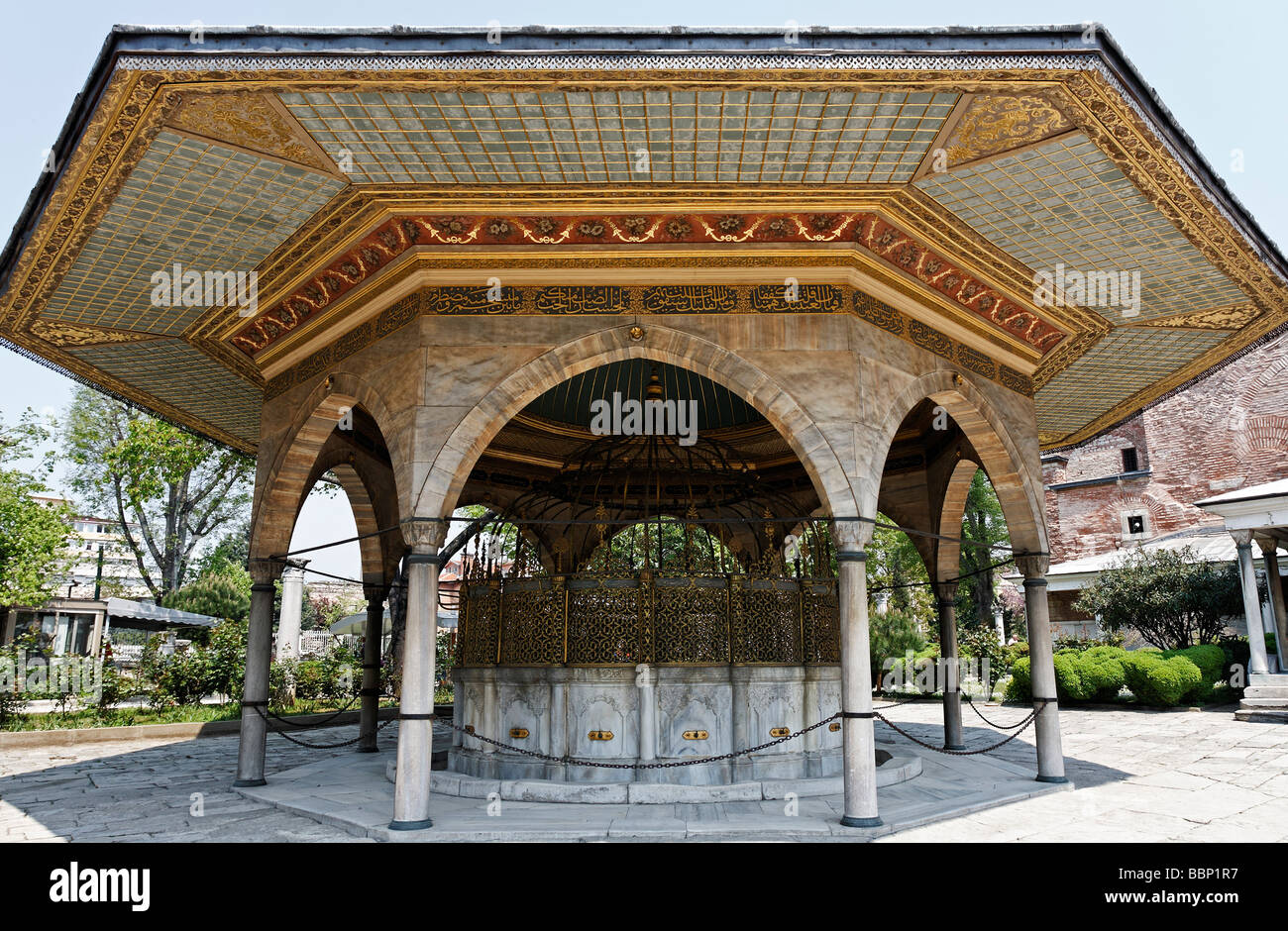 Waschung Brunnen, Sardivan, türkische Rokoko-Stil, Hagia Sophia, Aya Sofya, Sultanahmet, Istanbul, Türkei Stockfoto