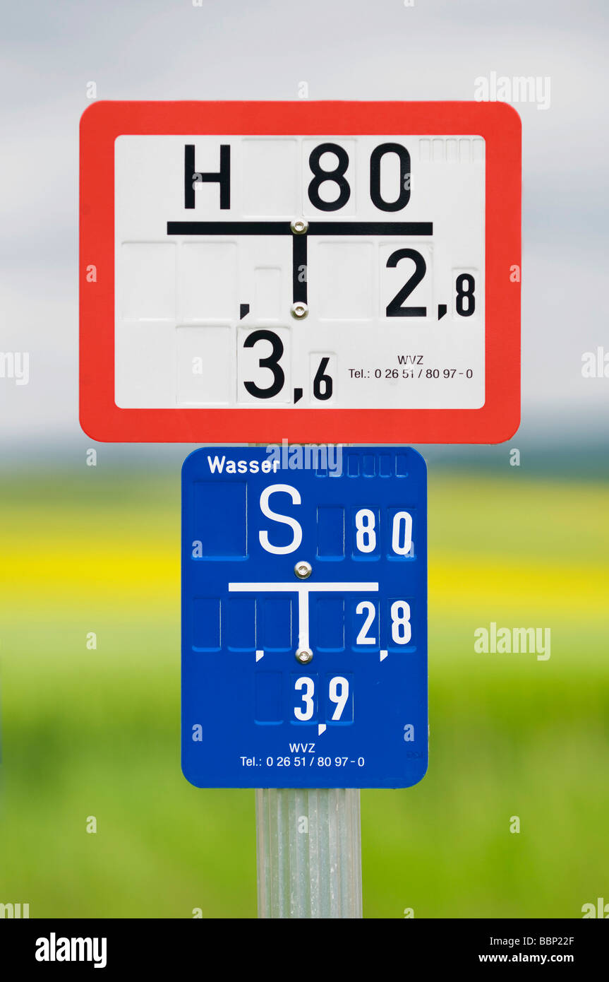 Hydrant Wasserzeichen mit Gleitführung Stockfoto