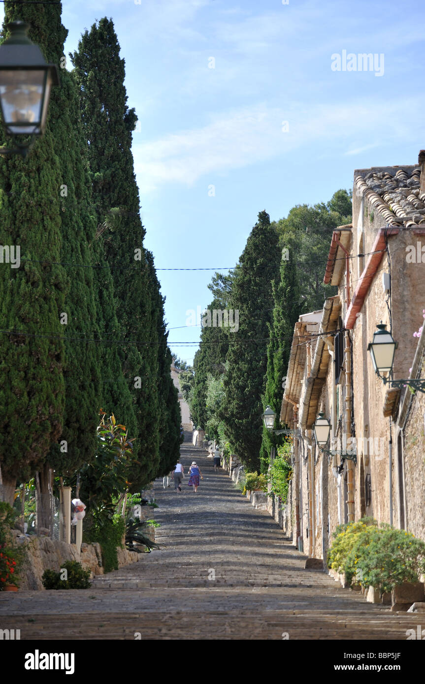Carrer de Calvari, Pollenca, Pollenca Gemeinde, Mallorca, Balearen, Spanien Stockfoto