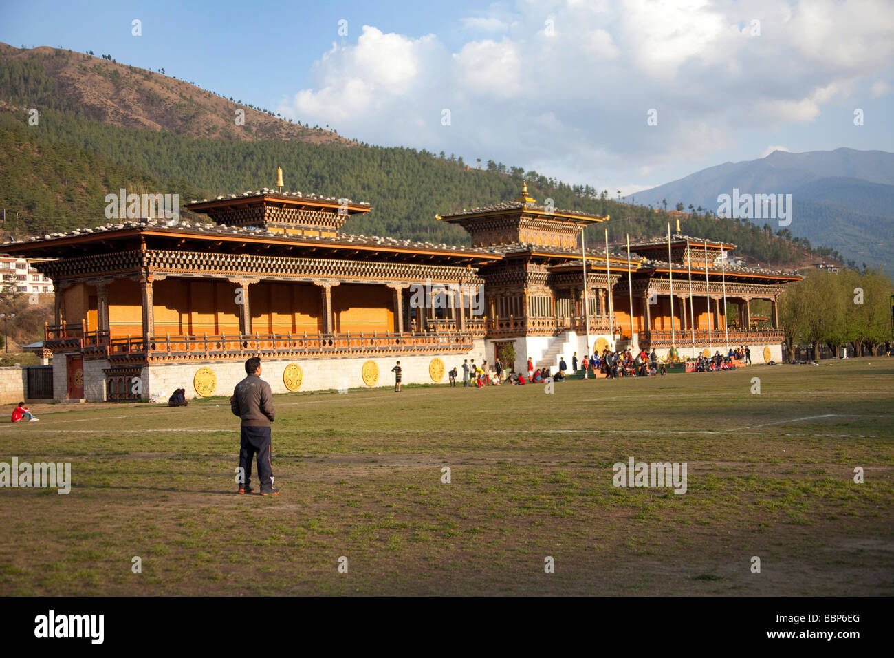 Changlimithang National Sports Stadium, ein Mehrzweck-Stadion, Thimphu, Bhutan, Asien. Horzontal allgemeine Ansicht Stockfoto