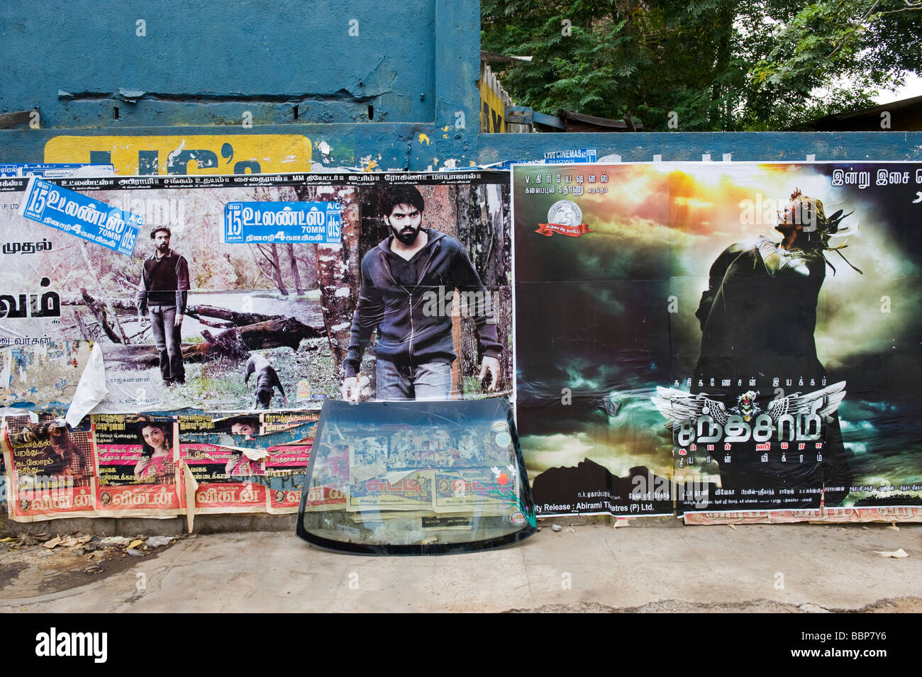 Bollywood Adveritsing der Straßen von Chennai, Tamil Nadu, Indien Stockfoto