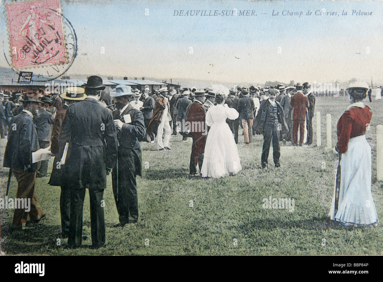 DIE RENNSTRECKE, DEAUVILLE WÄHREND DER BELLE EPOQUE ANFANG 20 JH., CALVADOS (14), NORMANDIE, FRANKREICH, G. HAMEL-SAMMLUNG Stockfoto