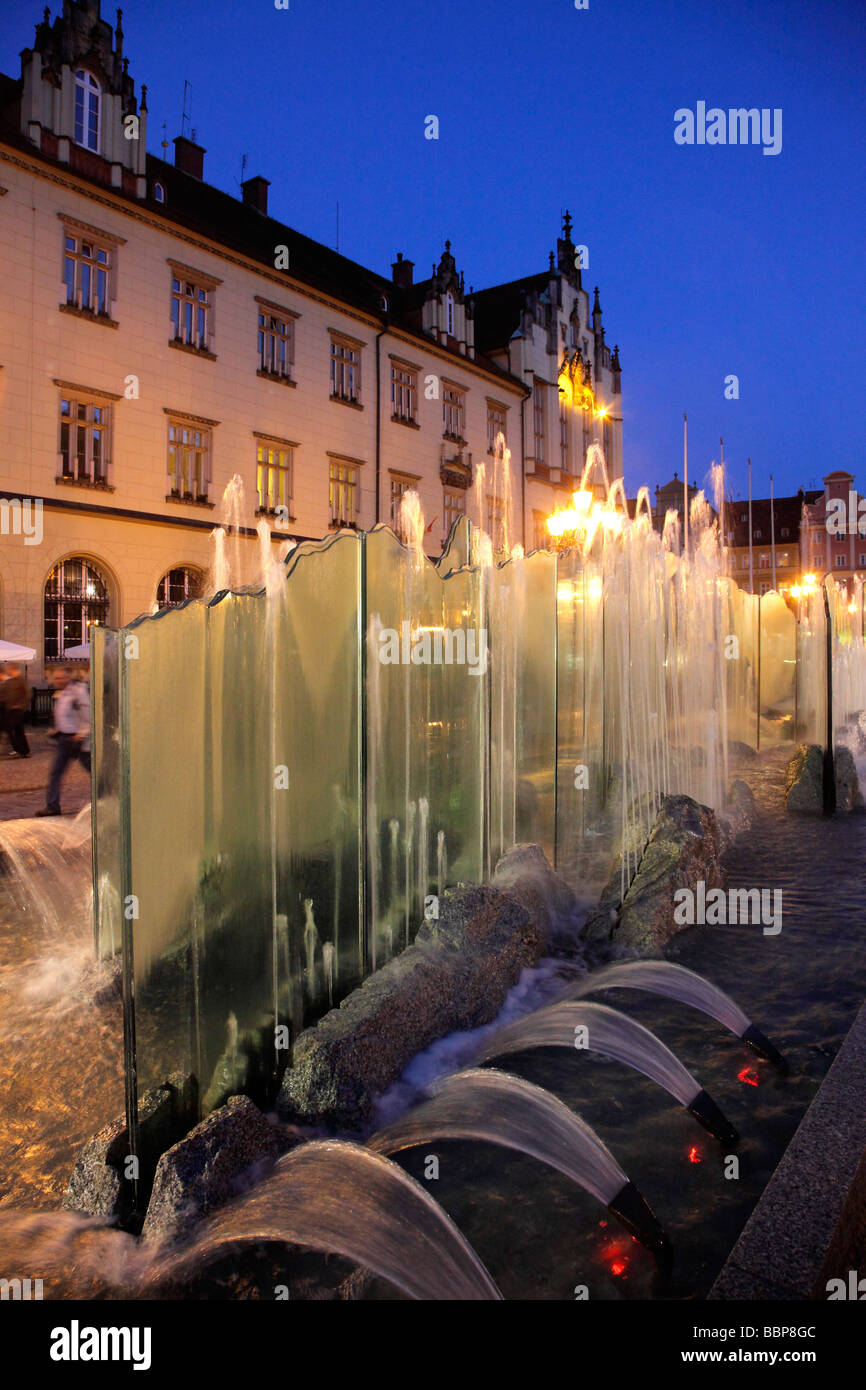 Polen-Breslau-Marktplatz-Brunnen Stockfoto