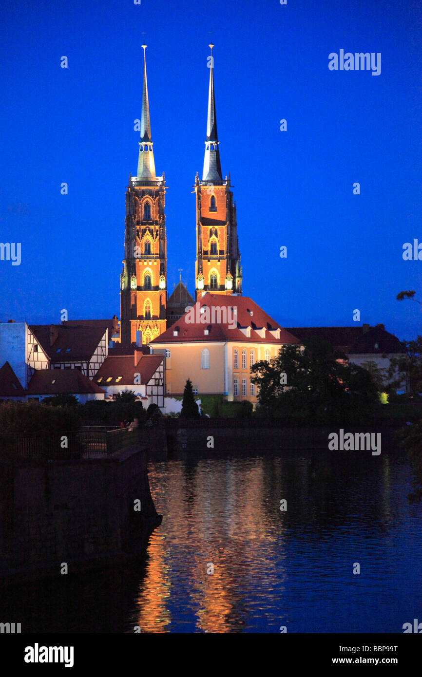 Polen Wroclaw Cathedral Insel Odra River Stockfoto