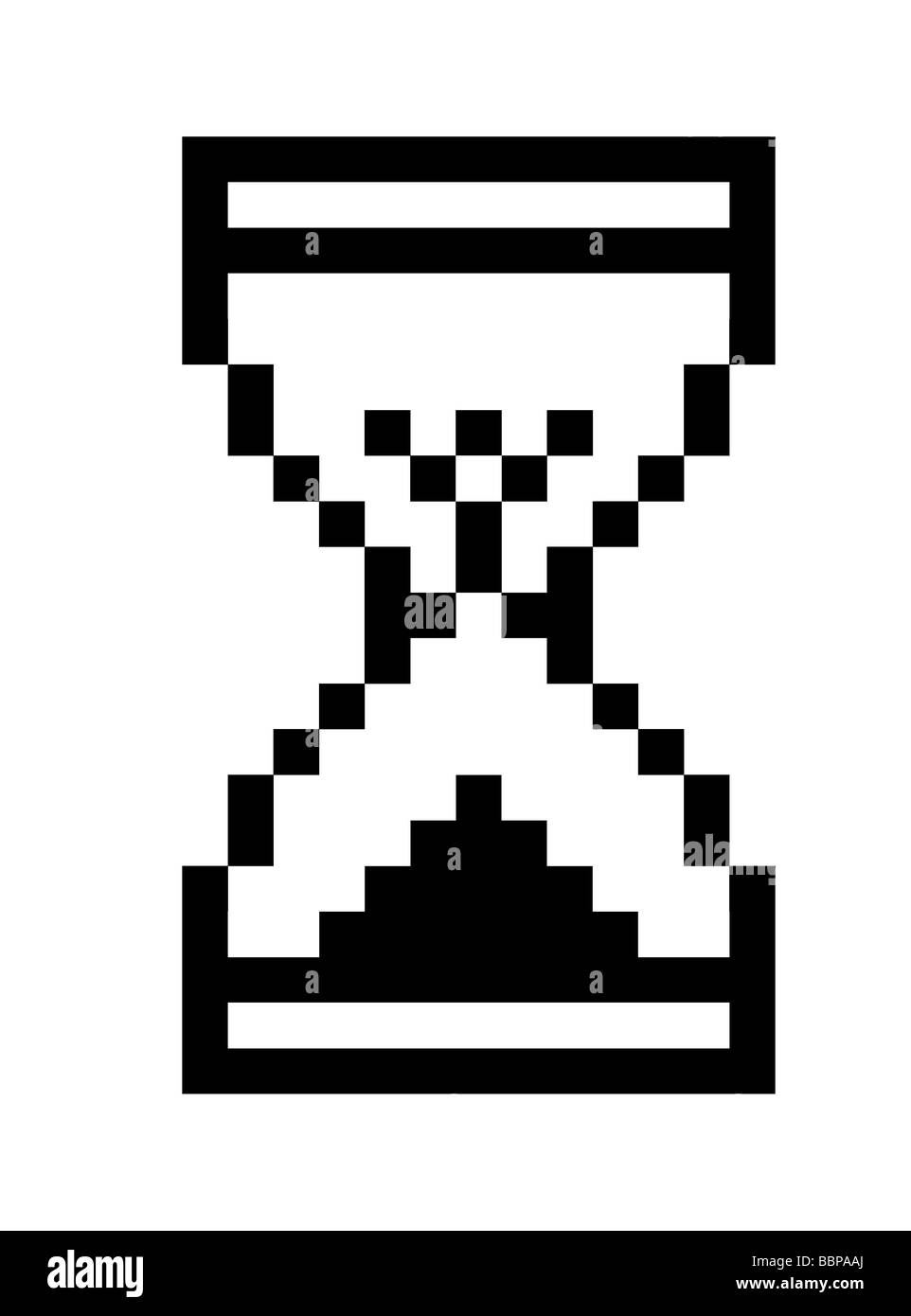 Computer Timer Sanduhr-Symbol in schwarz auf weißem Hintergrund isoliert Stockfoto