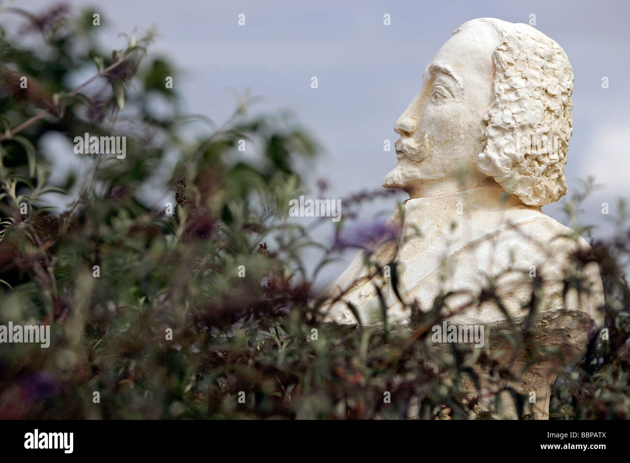 SAMUEL DE CHAMPLAIN, EXPLORER 1567-1635, DER GARTEN VON PERSÖNLICHKEITEN, HONFLEUR, CALVADOS (14), NORMANDIE, FRANKREICH Stockfoto