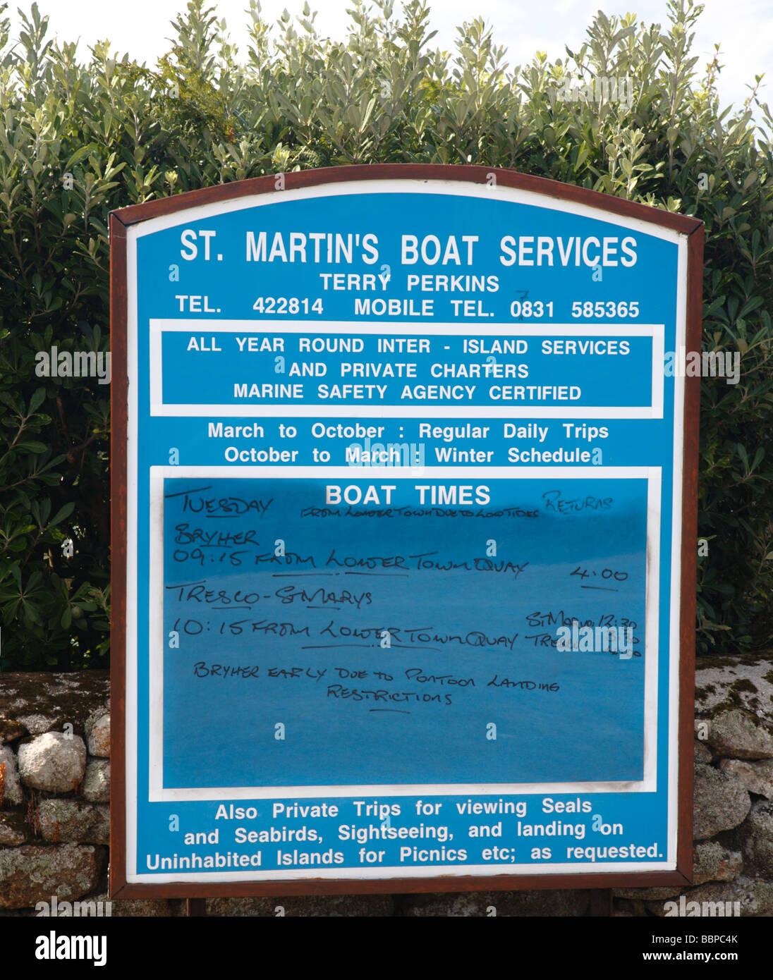 St Martin s Boot Dienstleistungen Schild Stockfoto