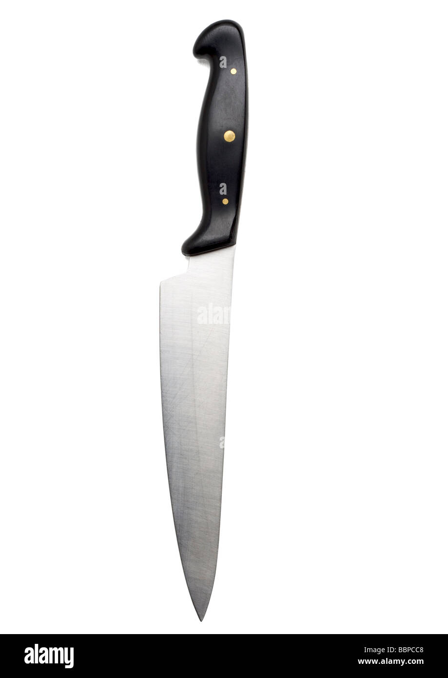 Altes Köche Messer auf weißem Hintergrund Stockfoto