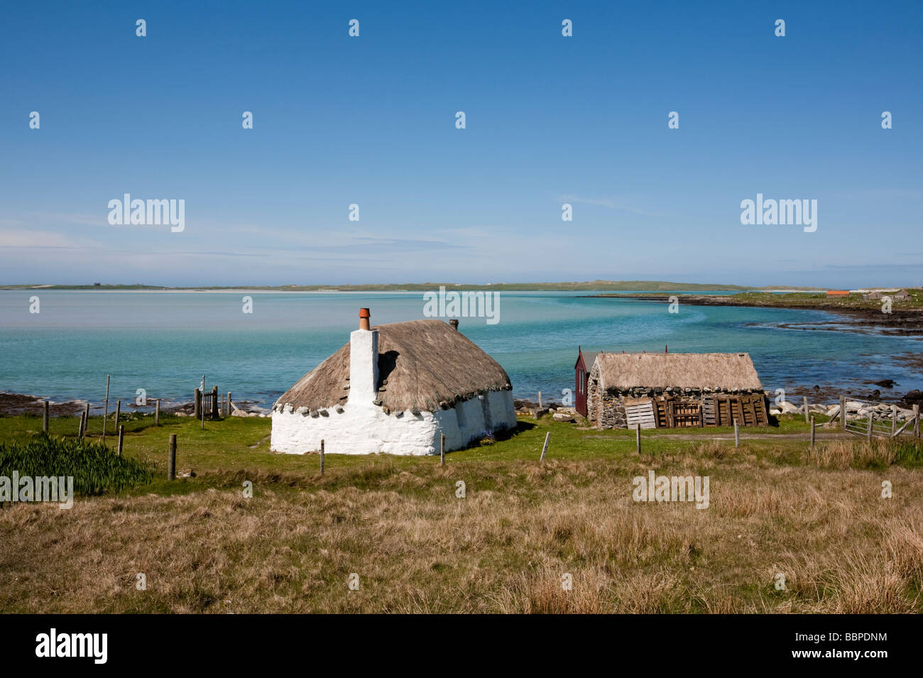 Kleinbauern Haus auf North Uist Stockfoto