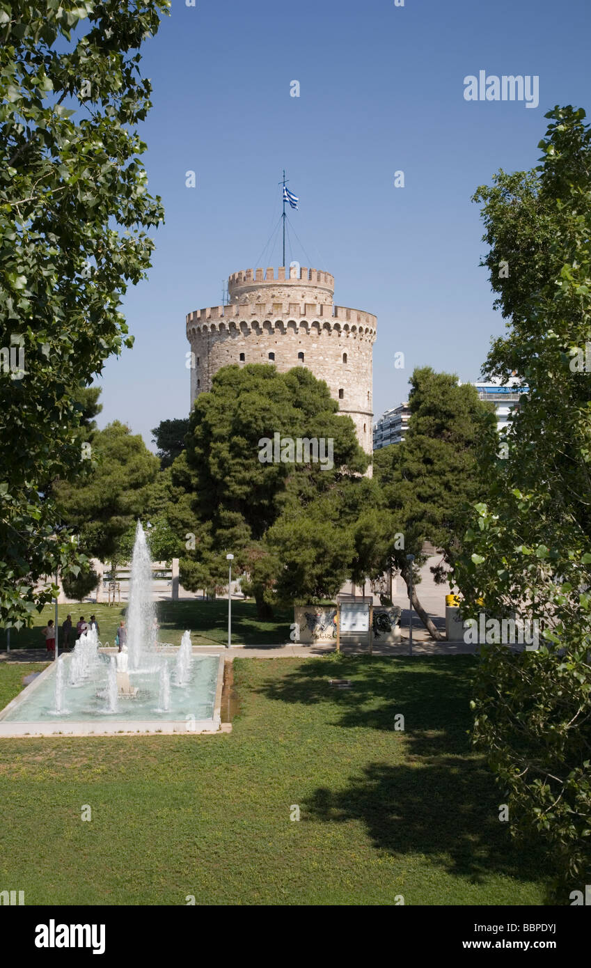 Der weiße Turm alte Burg Denkmal jetzt ein Museum Thessaloniki Griechenland Stockfoto