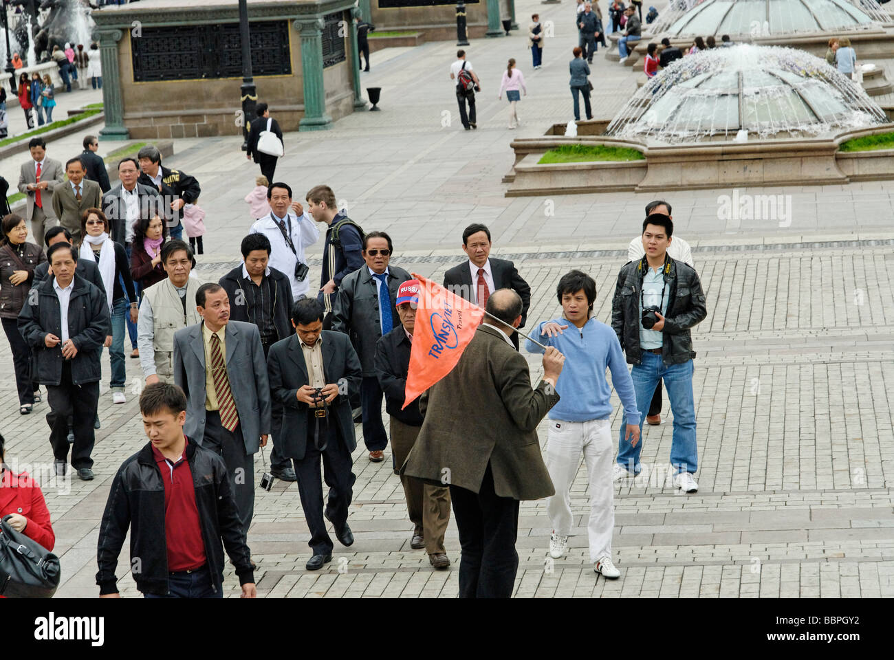 Die chinesischen Touristen in Moskau Stockfoto