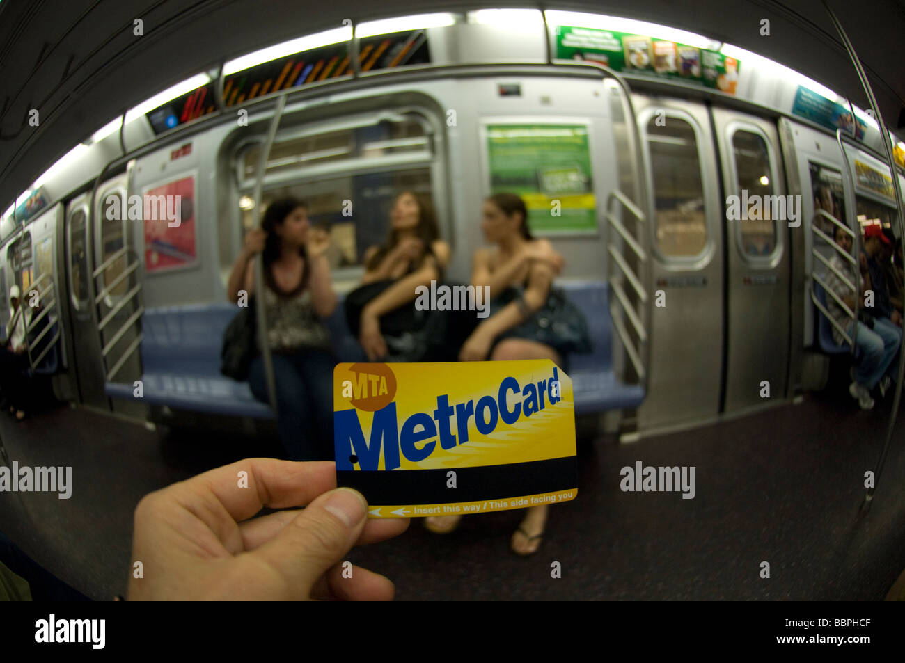 Eine New Yorker MTA Metrocard in der u-Bahn in New York auf Sonntag, 24. Mai 2009 Frances M Roberts Stockfoto