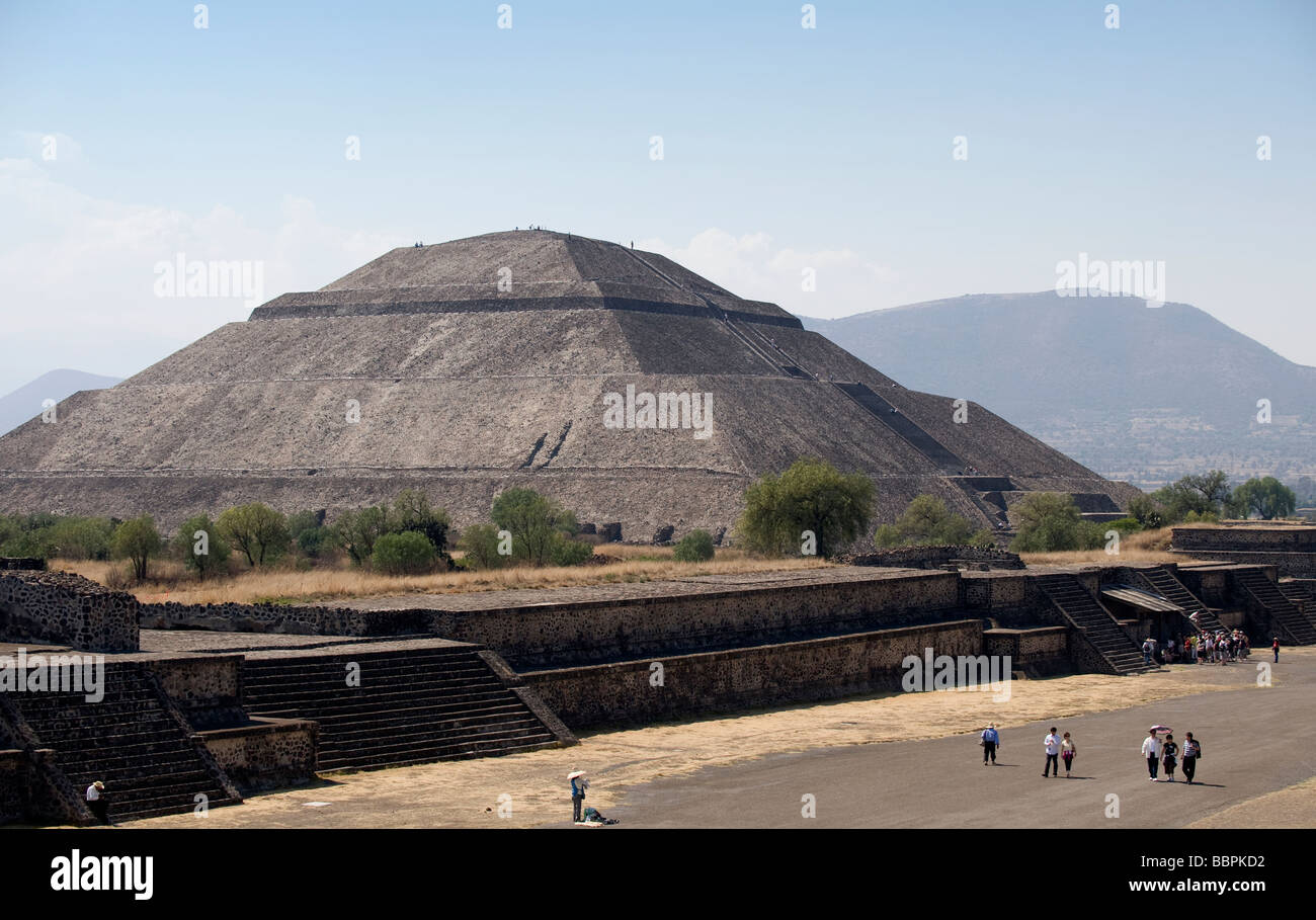 Die Sonnenpyramide in Teotihuacán in Mexiko-Stadt, Mexiko Stockfoto