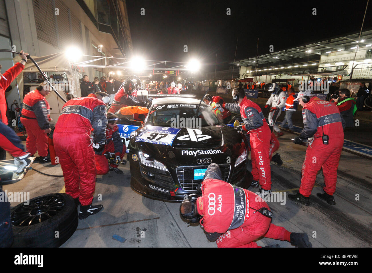 24-Stunden-Rennen auf der Nürburgring Rennstrecke, der Audi R8 Team Abt Sportsline Abt, Christian D - Kempten Hemroulle Jean-Francois Stockfoto