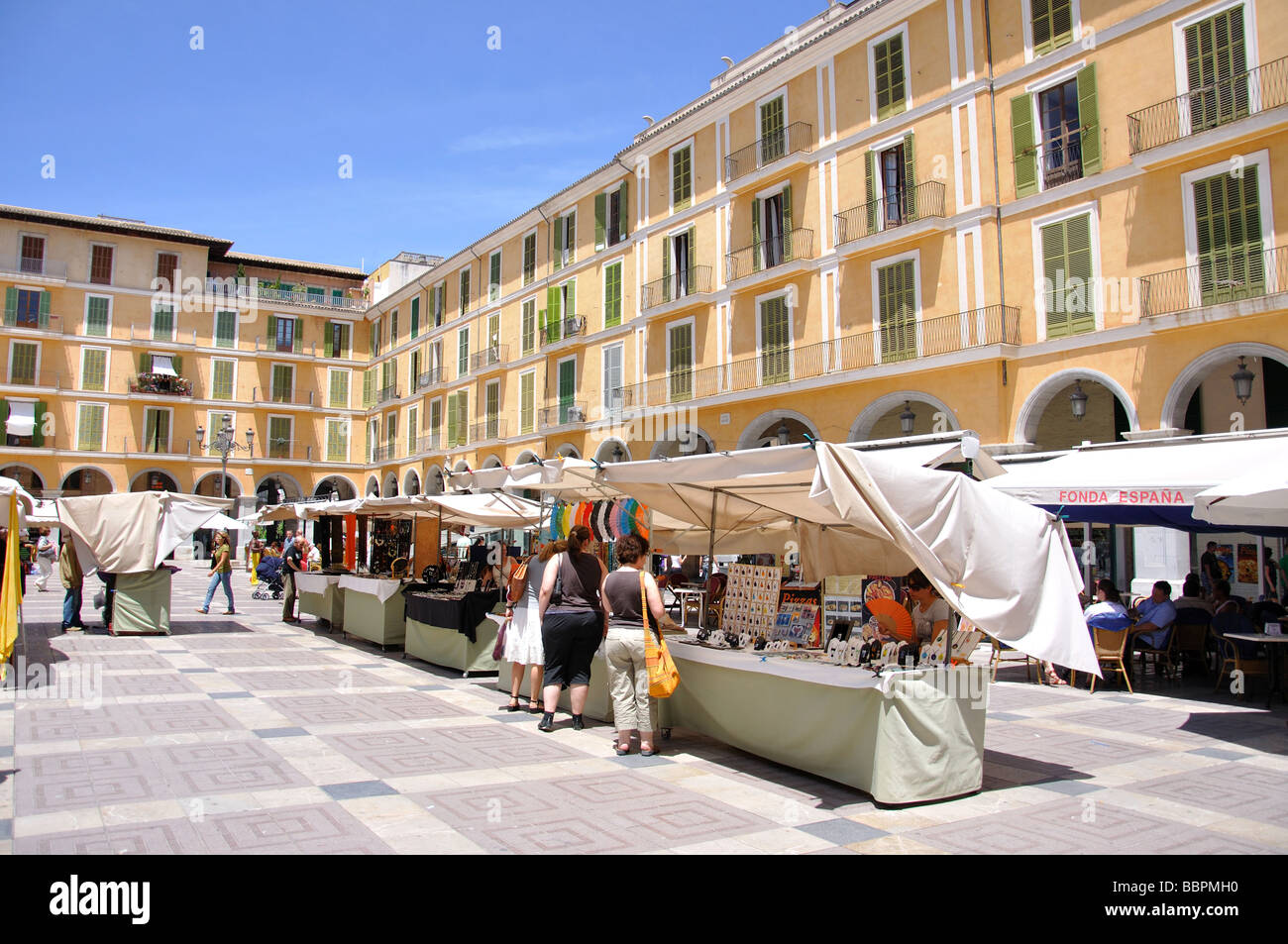 Marktstände, Placa Major, Palma De Mallorca, Palma Stadt, Mallorca, Balearen, Spanien Stockfoto