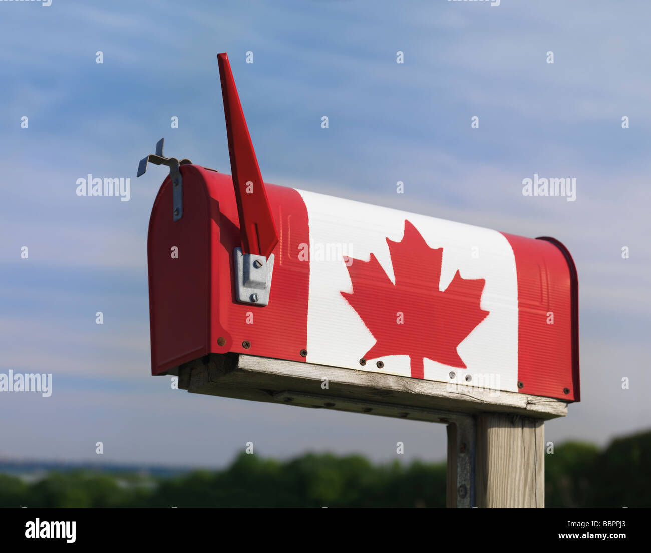 Postfach mit Kanada Flagge rot-weißen Muster drauf Stockfoto