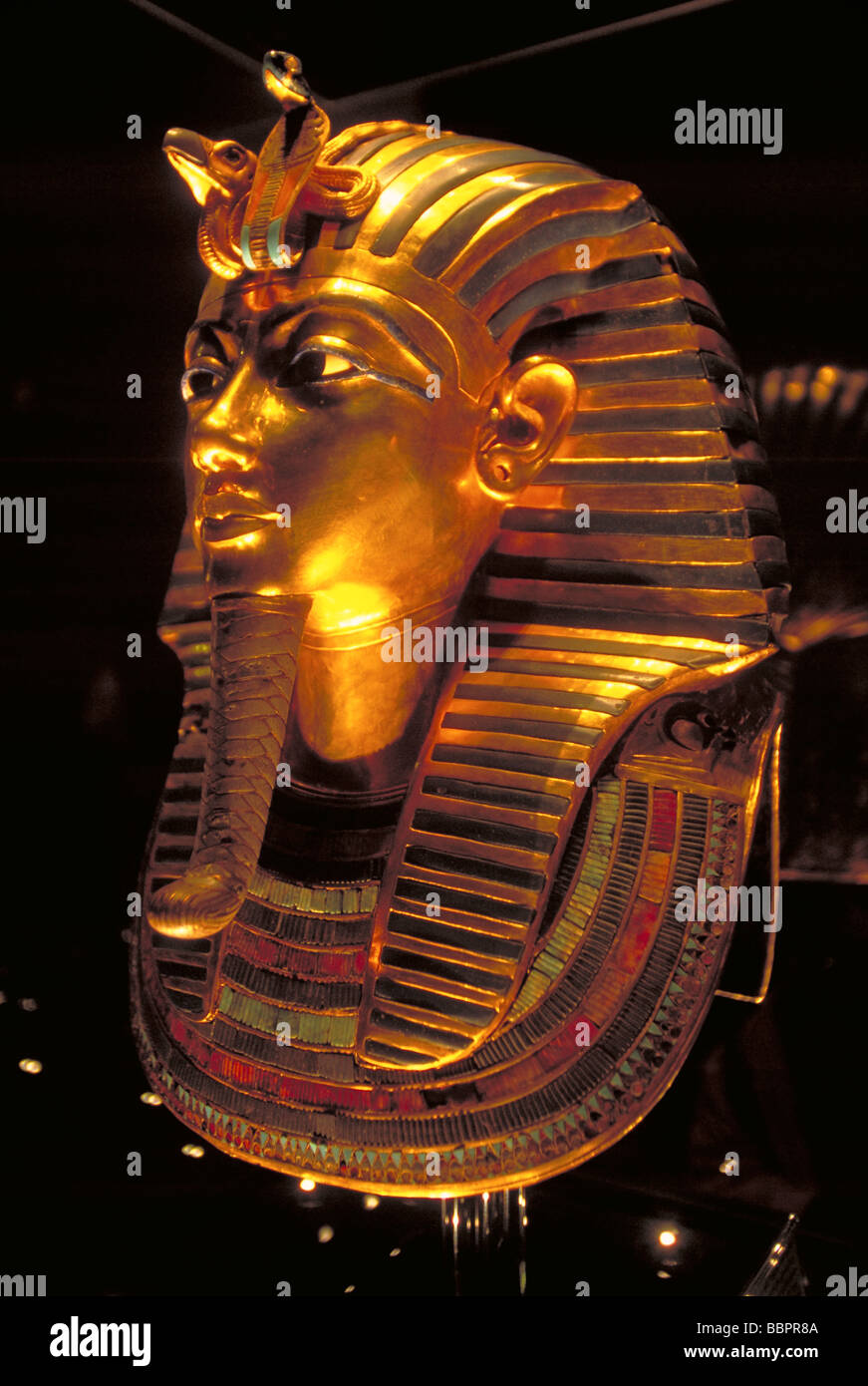 Elk157 1238 Ägypten Kairo Ägyptisches Museum Grab des Tutanchamun Schätze 14. C BC Totenmaske Stockfoto