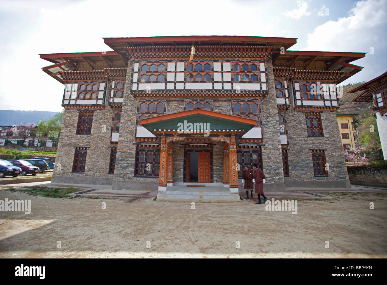 Nationale Bibliothek von Bhutan Gebäude Tashi Chho Dzong Thimphu Stockfoto