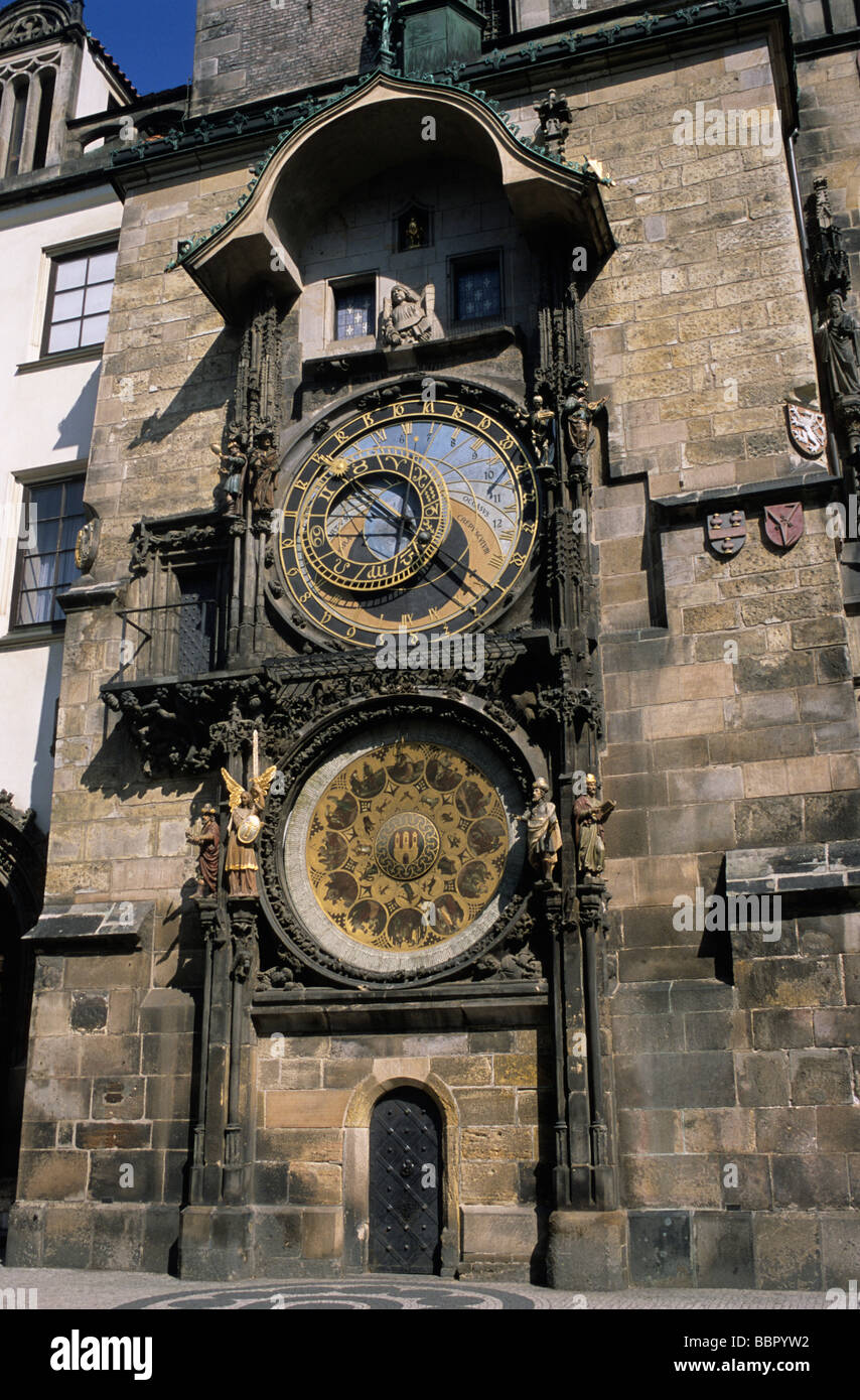 Astronomische Uhr in Prag ursprünglich gemacht 1410 verbessert 1490 Stockfoto