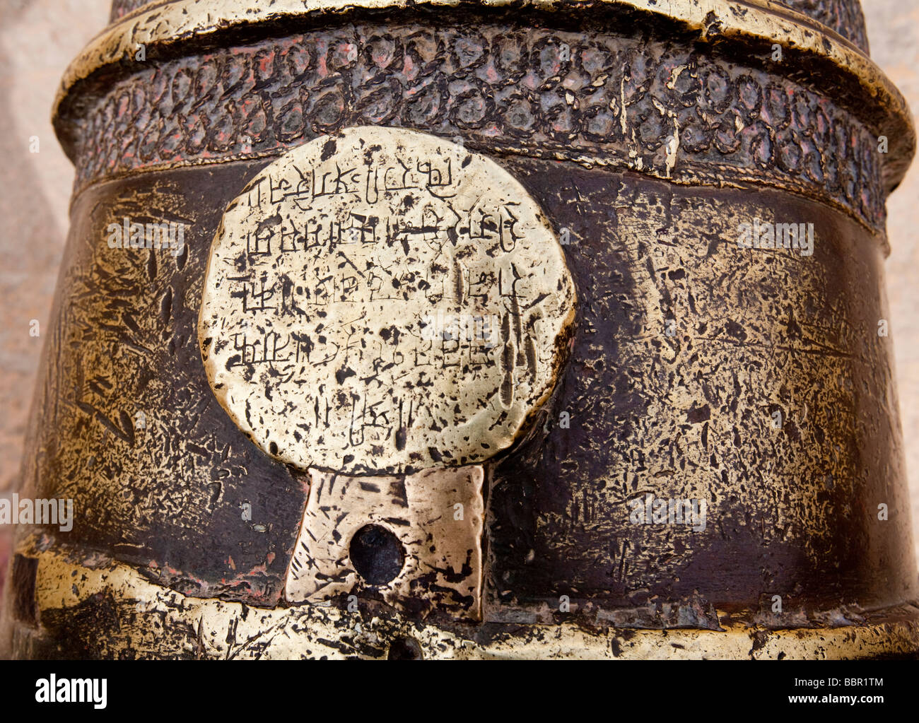 Bronze-Kanone Jaisalmer Fort Rajasthan Indien Stockfoto