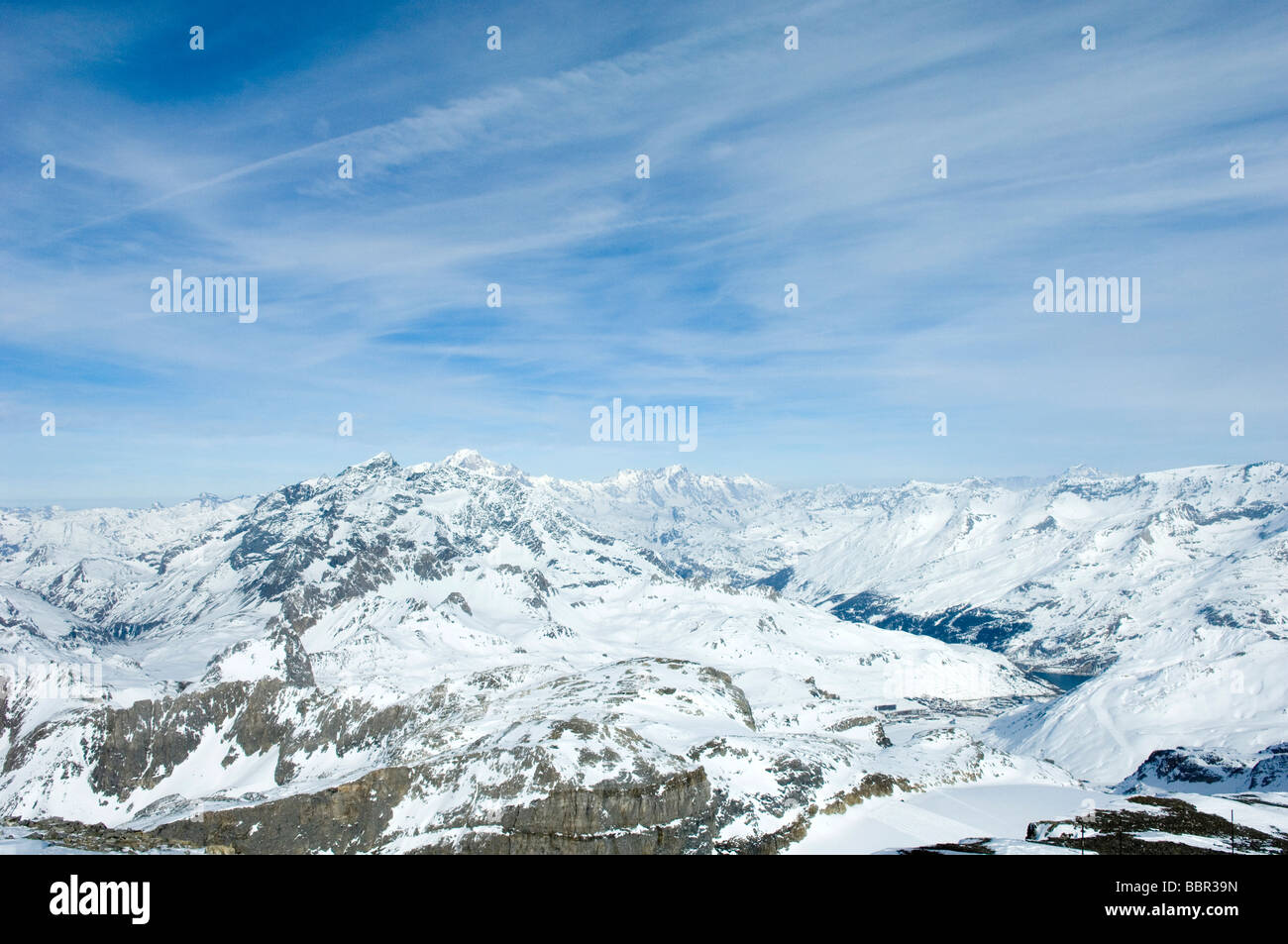 Französische Alpen Winter Ski Resort Stockfoto