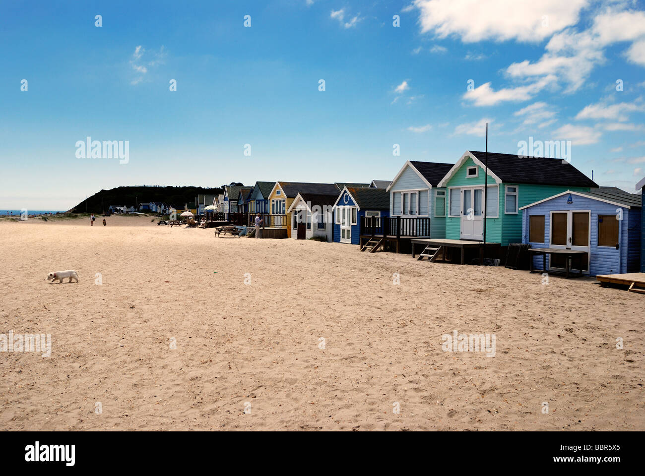 Eine Reihe von großen deluxe Strandhütten Stockfoto