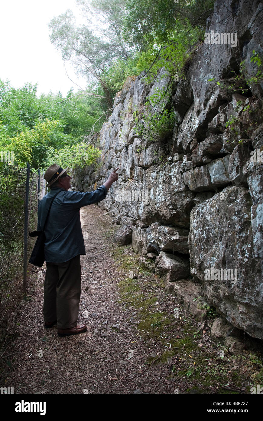 Die original etruskischen Mauer die Ausgrabungen von Roselle, ursprünglich eine etruskische Dorf dann römisch Stockfoto