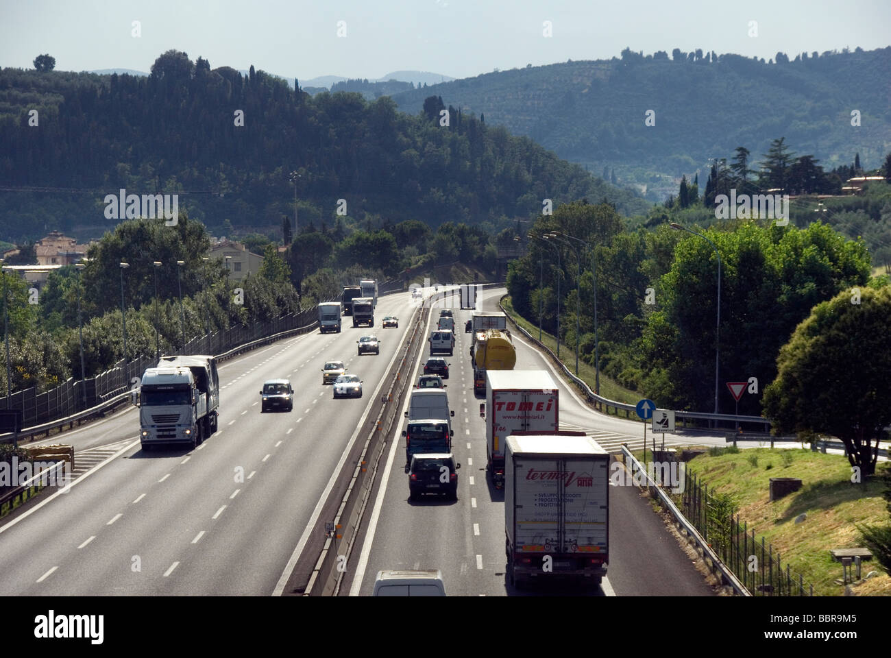 Optimierungsherausforderungen auf der A1 Autostrada in Italien Stockfoto