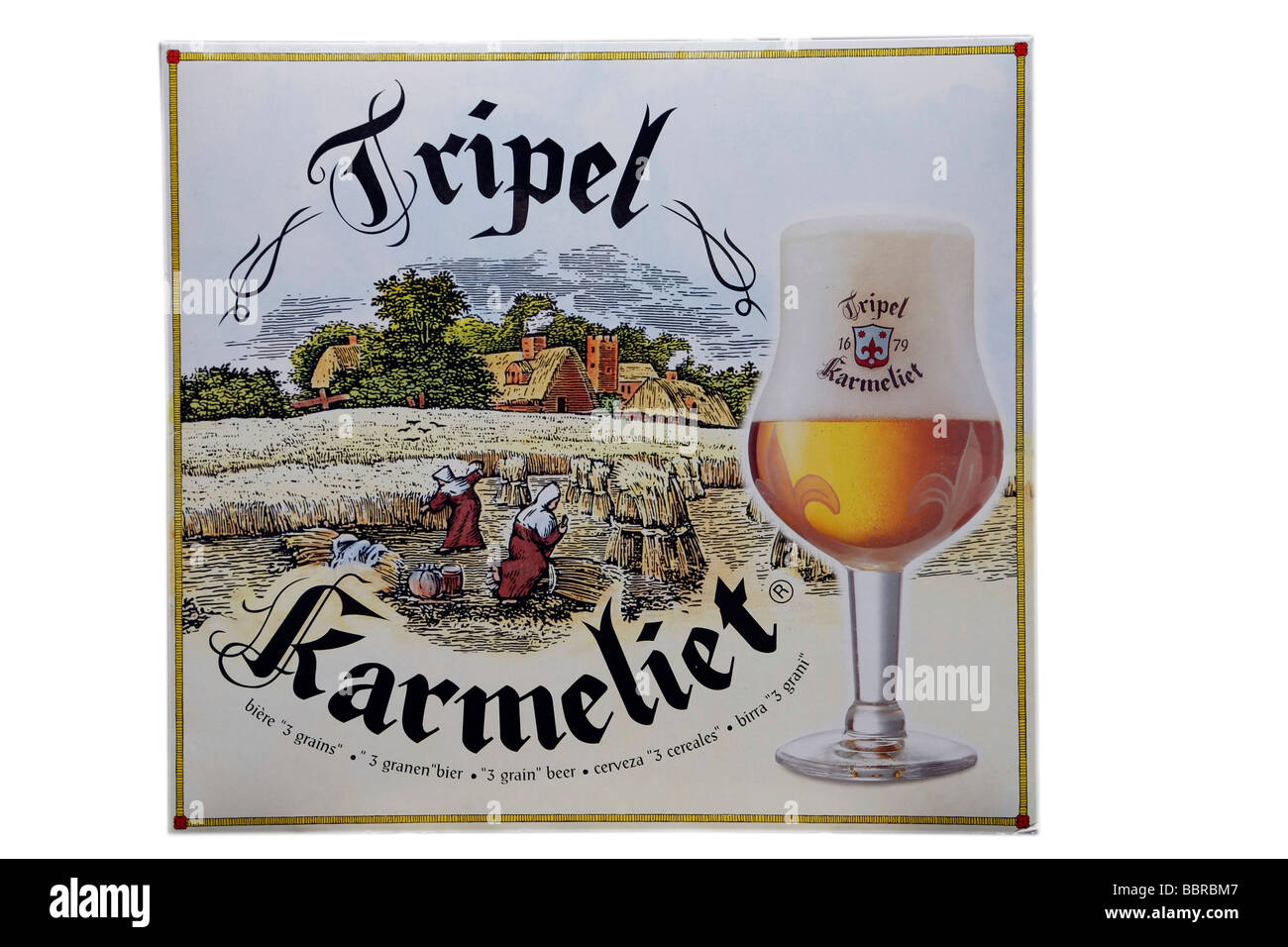 WERBE SCHILD FÜR DAS MACHEN VON BIER "TRIPEL KARMELIET", LILLE, NORD (59), FRANKREICH Stockfoto