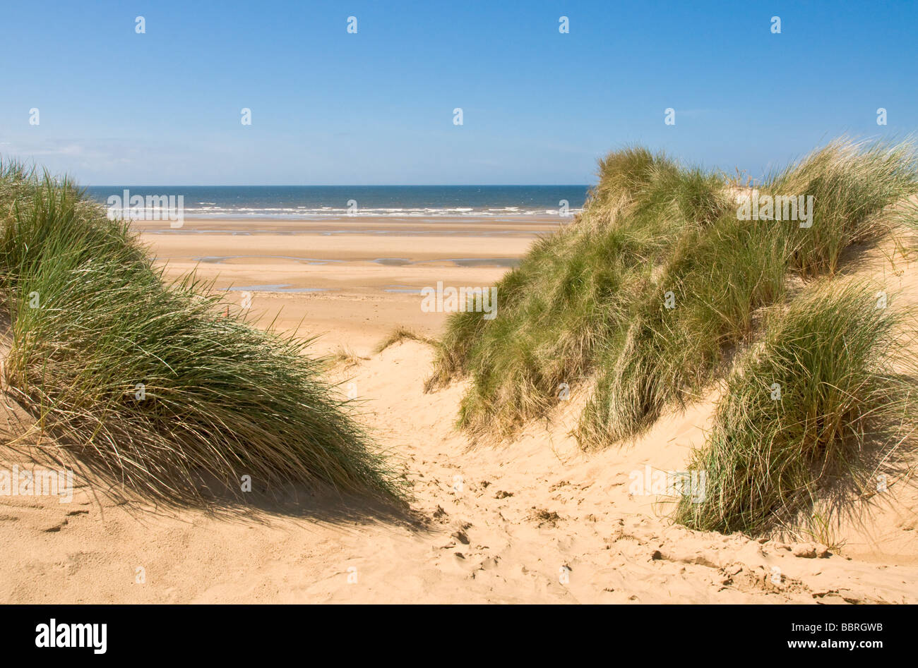 Strand und Dünen in Formby, Lancashire. Stockfoto