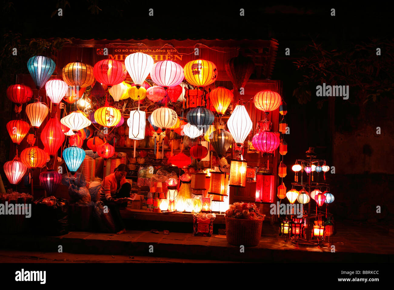 "Hoi an ' Laterne Stand [nachtbeleuchtet], Vietnam Stockfoto